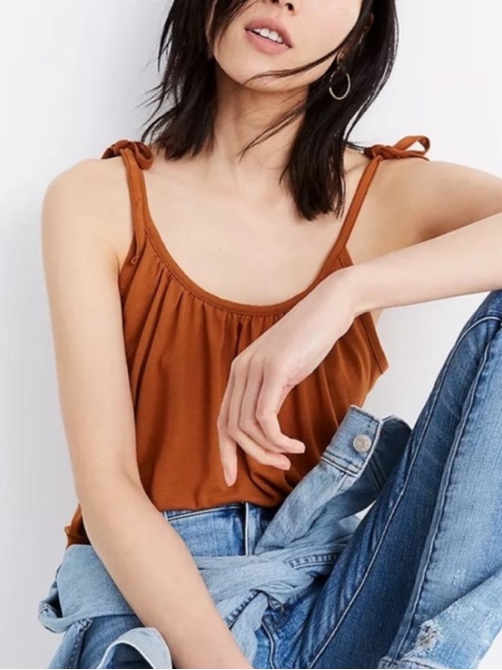 NWT Madewell Crosshatch Tie Strap Rust Tank Top